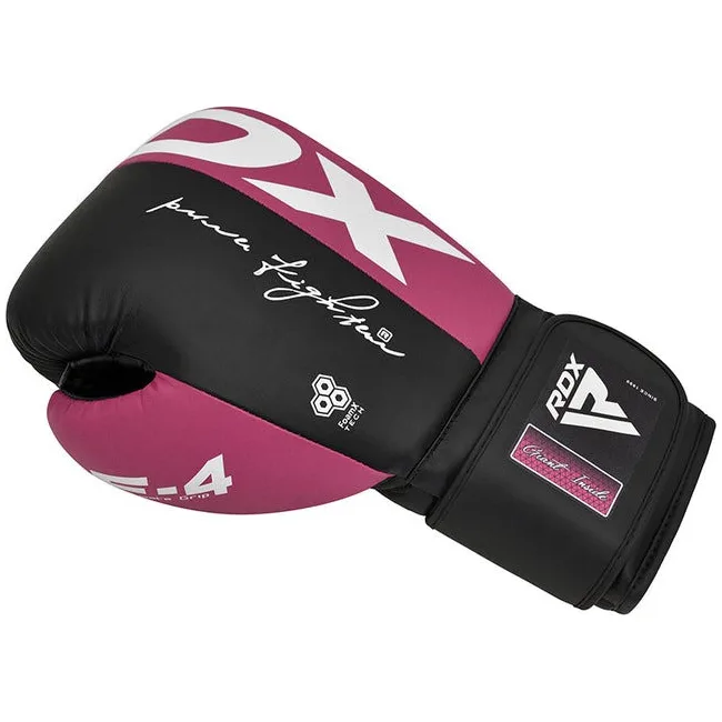 Боксерські рукавиці RDX REX F4 PINK/BLACK (капа в комплекті)