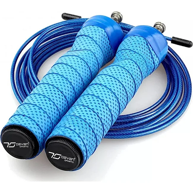 Скоростная скакалка 7SPORTS Cross Rope 3м. на подшипниках SK-1 7S голубая