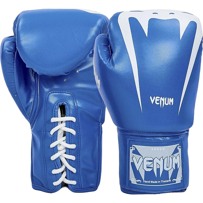 Перчатки для бокса

 на шнуровке PU VENUM
 BO-8350 (Синий-белый)