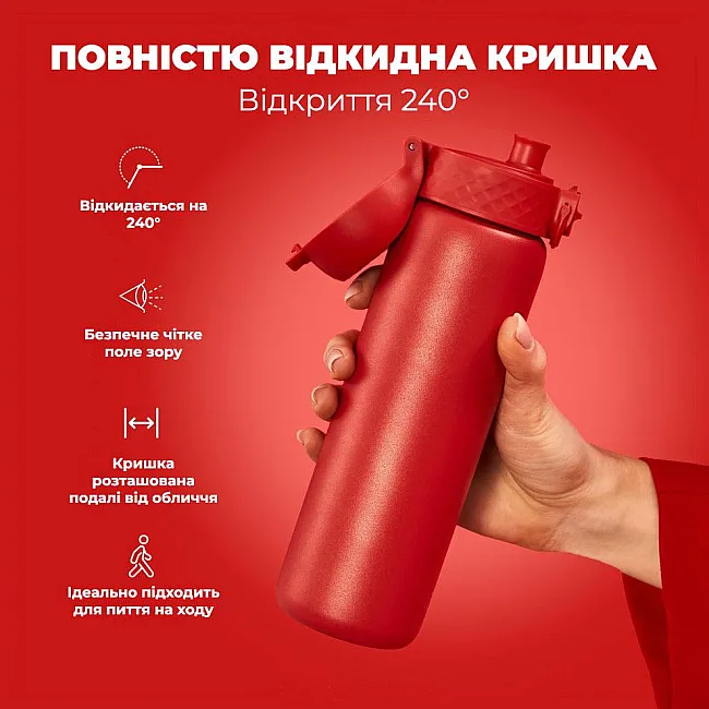 Бутылка для воды металлическая вакуумная ION8 500 мл. Vacuum Insulated, Red