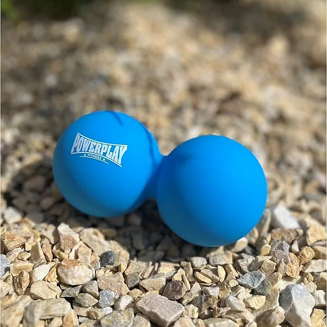 Массажный двойной мяч силиконовый PowerPlay PP-4355 Silicone Lacrosse Peanut Ball (6.3*12.6см.) Синий