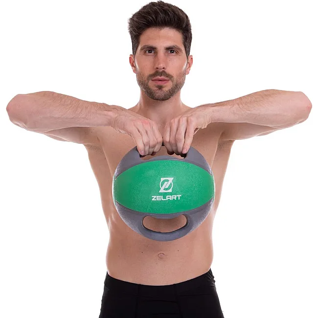 Медбол мяч медицинский двуручный с хватами ZELART
 FI-2619-9 9кг