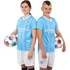 Футбольна форма дитяча із символікою клубу MANCHESTER CITY домашня 2024 SP-SPORT CO-6317 20-28