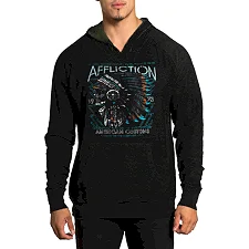 Двосторонняя толстовка AFFLICTION Stone Grail Rev PO Mil.Green Crystal Wash/Black