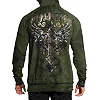 Двосторонняя толстовка AFFLICTION Stone Grail Rev PO Mil.Green Crystal Wash/Black