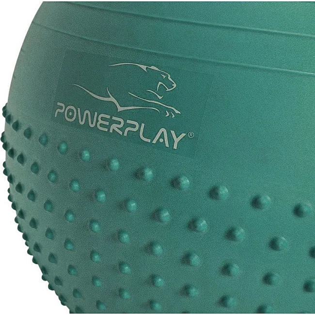 Фитнес мяч (фитбол) полумассажный POWERPLAY 4003 Ø65см Зеленый + насос