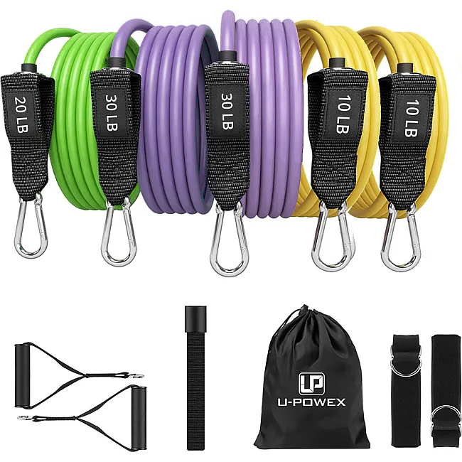 Набор трубчатых эспандеров U-POWEX Resistance bands set 5шт 100LB (до 45кг.)