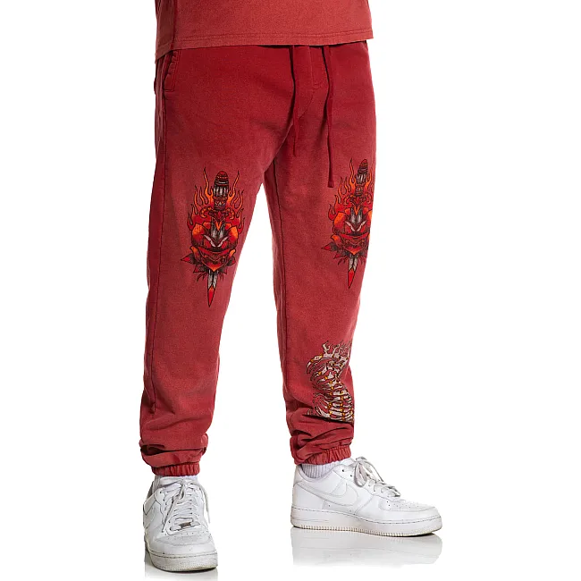 Штаны AFFLICTION Toxic Tavern Sweatpant Vtg. Red Potassium Spray
