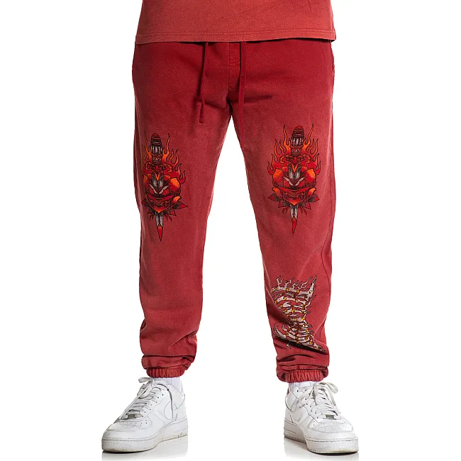 Штаны AFFLICTION Toxic Tavern Sweatpant Vtg. Red Potassium Spray