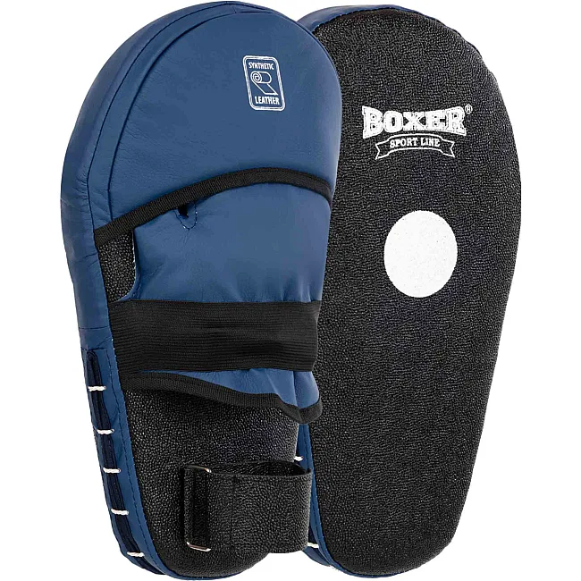 Лапа боксерская прямая тренировочная удлиненная Кирза BOXER 2009-01 40х21х4,5см 2штуки (Синий)