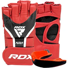 Перчатки ММА RDX AURA PLUS T-17 Red/Black (капа в комплекте)