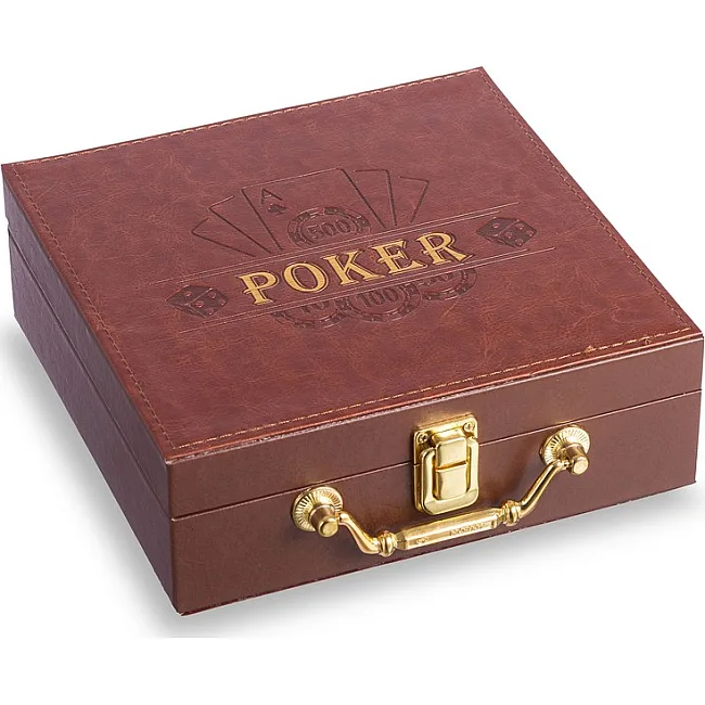 Набор для покера в кейсе из экокожи Poker game set SP-SPORT
 PK100L 100 фишек