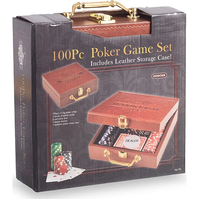 Набор для покера в кейсе из экокожи Poker game set SP-SPORT
 PK100L 100 фишек