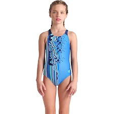 Купальник закрытый для девочек Arena PALETTE SWIMSUIT SWIM PRO BACK голубой, синий