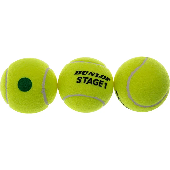 М'ячі для великого тенісу DUNLOP STAGE 1 GREEN DL601338 3шт