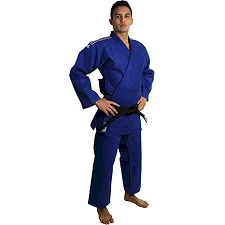 Кимоно для дзюдо Adidas Champion 2 Slim Fit с лицензией IJF (синий/белые полосы, J750B SF)