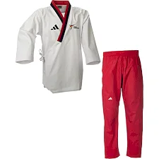 Добок для тхеквондо ADIDAS POOMSAE для девочек | бело-красный | adiTPYF02
