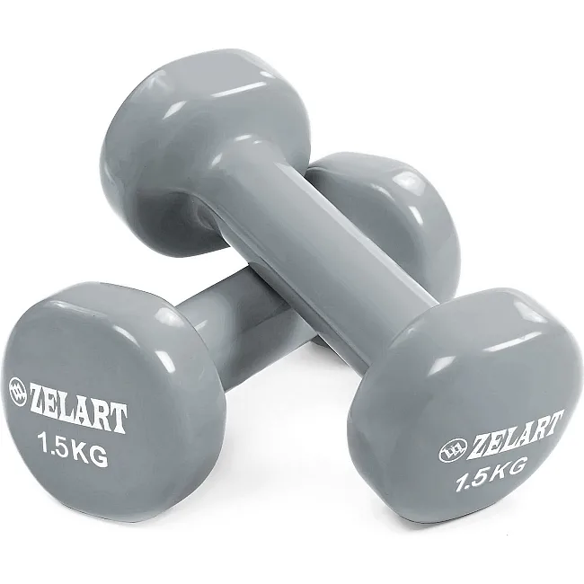 Гантели для фитнеса виниловые ZELART Beauty TA-5225-1_5 (Серый)