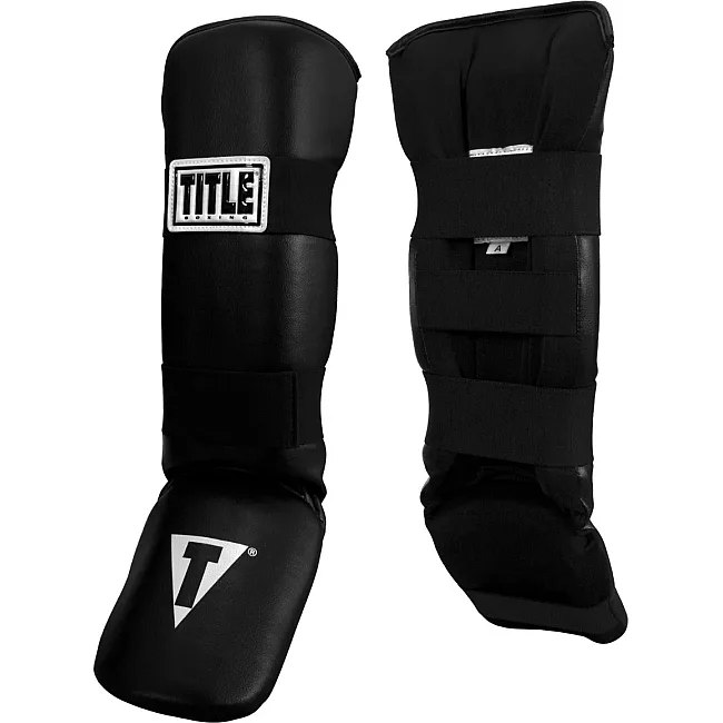 Захист гомілки та стопи TITLE Boxing Vinyl Shin-Instep Guards 2.0 Black дорослі