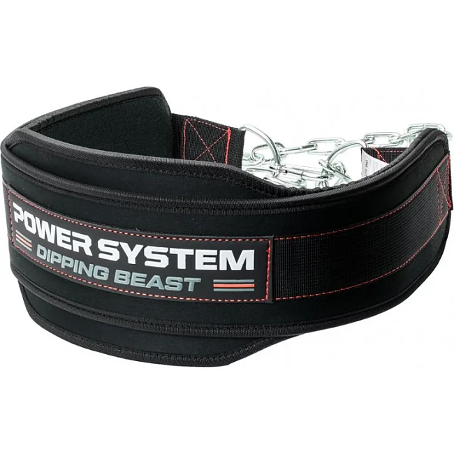 Пояс для обременений с цепью POWER SYSTEM PS-3860 Dipping Beast неопреновый Black/Red