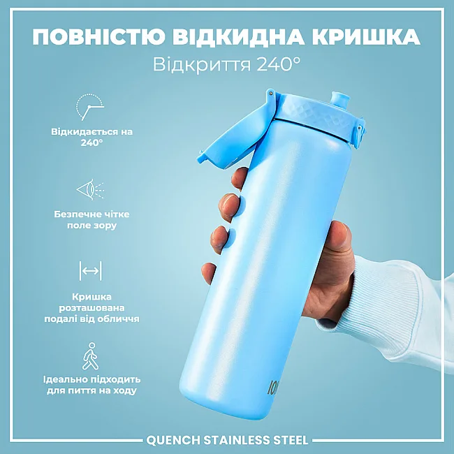 Пляшка для води металева ION8 1200 мл. Stainless Steel , Alaskan Blue