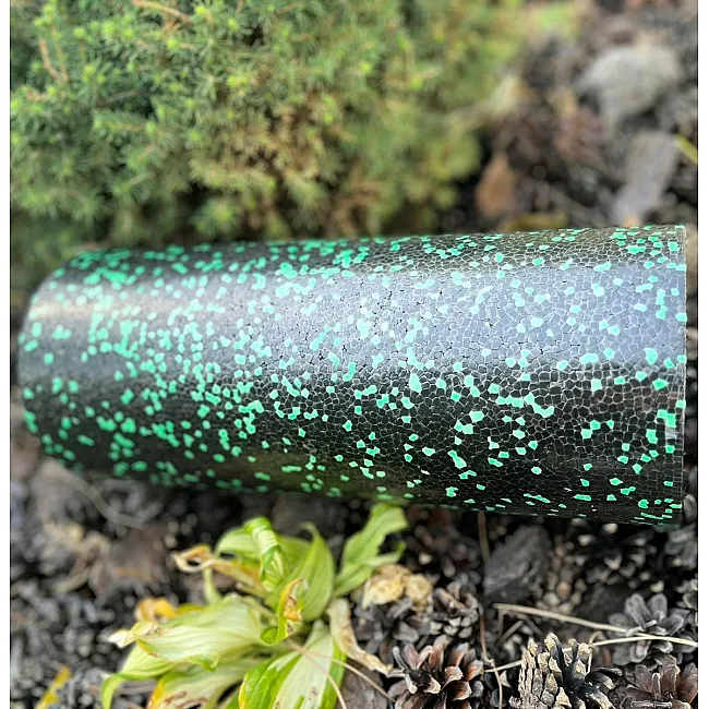 Масажний ролик (роллер) гладкий PowerPlay PP-4348 2 in 1 EPP Foam Roller Чорно/Зелений (33x14см.)