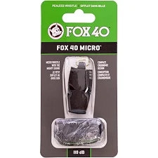 Свисток спортивный судейский пластиковый со шнурком MICRO FOX40-MICRO (Черный)