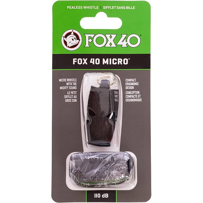 Свисток спортивний суддівський пластиковий зі шнурком MICRO FOX40-MICRO (Чорний)