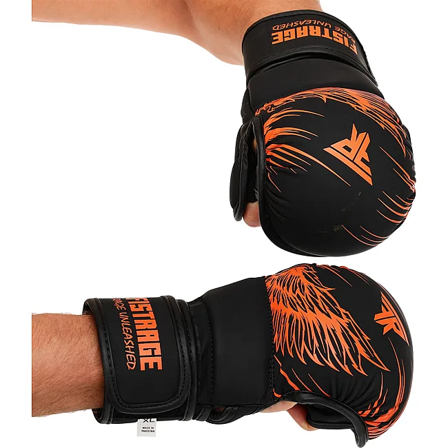 Перчатки Крабы спаринговые для MMA FISTRAGE VL-8437 (Черный-оранжевый)