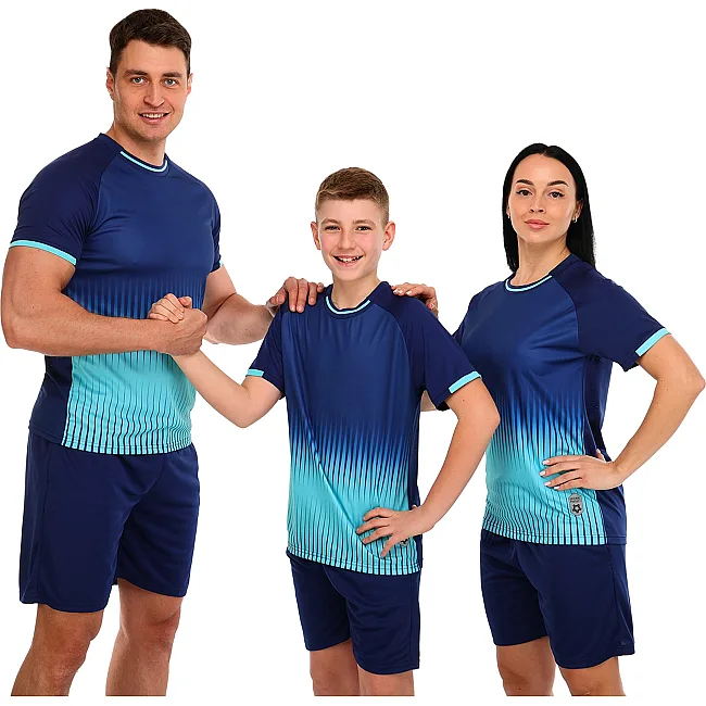 Футбольная форма комплект футболка и шорты LIDONG D8861 4XS-XXL (Темно-синий-голубой)