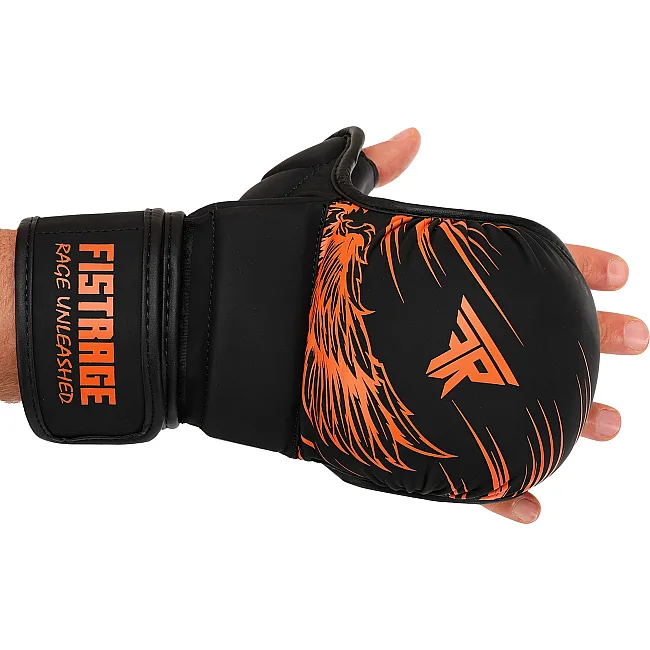 Перчатки Крабы спаринговые для MMA FISTRAGE VL-8437 (Черный-оранжевый)