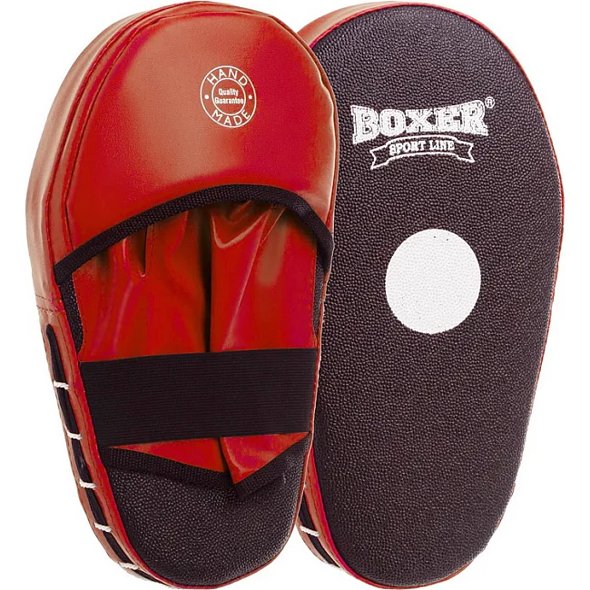 Лапа боксерская прямая тренировочная удлиненная Кирза BOXER
 2008-01 38х18х4,5см 2штуки (Черный-синий)