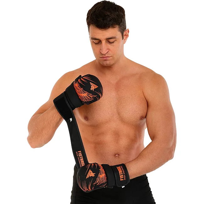 Перчатки Крабы спаринговые для MMA FISTRAGE VL-8437 (Черный-оранжевый)