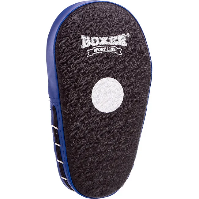 Лапа боксерская прямая тренировочная удлиненная Кирза BOXER
 2008-01 38х18х4,5см 2штуки (Черный-синий)