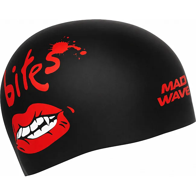 Двухсторонняя шапочка для плавания силиконовая для взрослых MADWAVE It bites reversible M055430 (Черный-золотой)