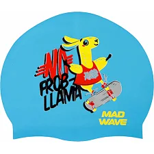 Шапочка для бассейна силиконовая юниорская MADWAVE Junior LLAMA M057910 (Голубой)