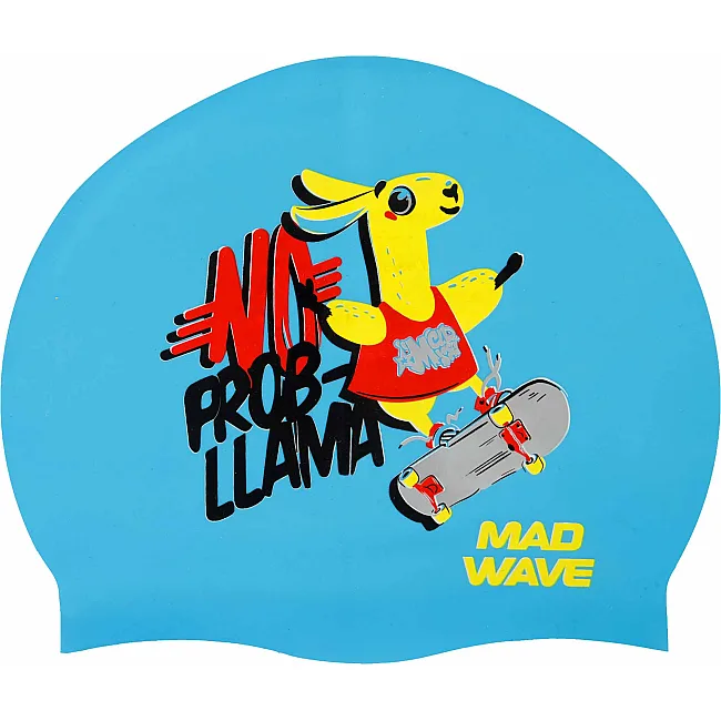 Шапочка для бассейна
 силиконовая юниорская MADWAVE
 Junior LLAMA M057910 (Голубой)