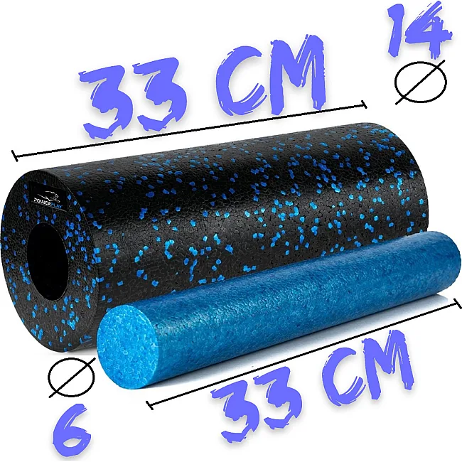 Масажний ролик (роллер) гладкий PowerPlay PP-4348 2 in 1 EPP Foam Roller Чорно/Синій (33x14см.)