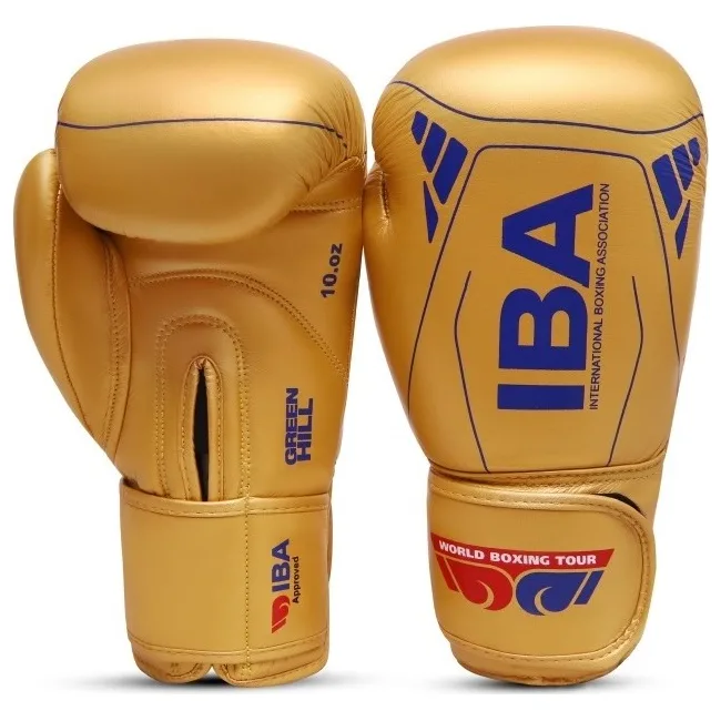 Боксерські рукавички GREEN HILL Super Star Gold Edition з ліцензією IBA (Синій)