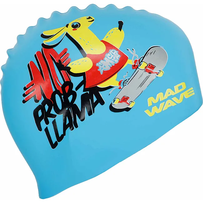 Шапочка для бассейна
 силиконовая юниорская MADWAVE
 Junior LLAMA M057910 (Голубой)