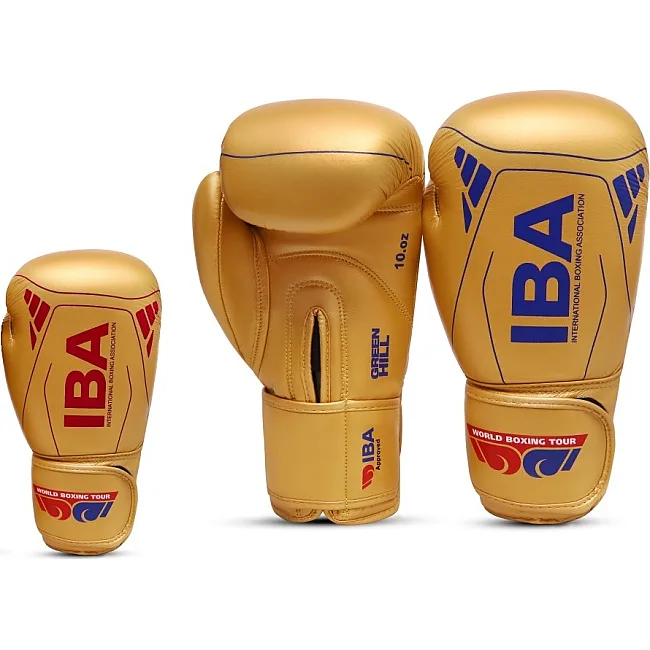 Боксерські рукавички GREEN HILL Super Star Gold Edition з ліцензією IBA (Синій)