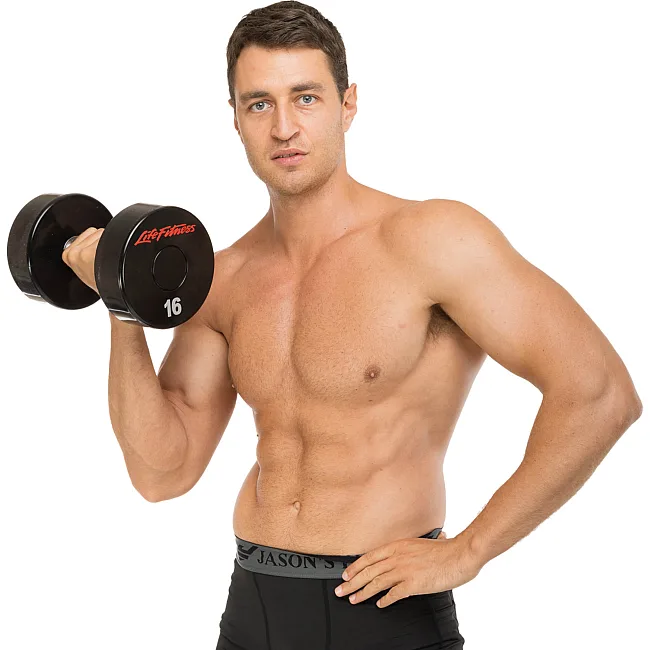 Гантель профессиональная
 с полиуретановым покрытием LIFE FITNESS SC-80081-16 1шт 16кг