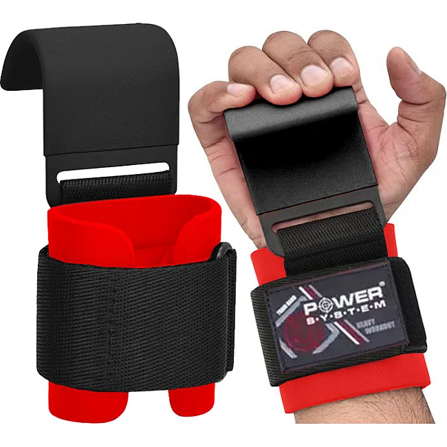 Гаки для тяги на зап'ястя POWER SYSTEM PS-3310 Hardcore Hooks Black/Red