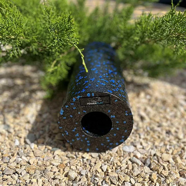 Масажний ролик (роллер) гладкий PowerPlay PP-4348 2 in 1 EPP Foam Roller Чорно/Синій (33x14см.)