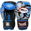 Перчатки для бокса кожаные TWINS TRIBAL BO-9952 (Синий-черный)