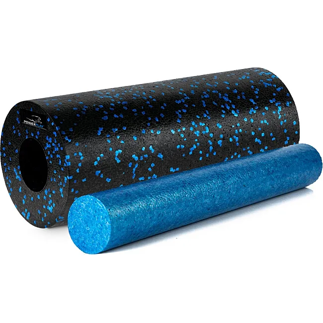 Масажний ролик (роллер) гладкий PowerPlay PP-4348 2 in 1 EPP Foam Roller Чорно/Синій (33x14см.)