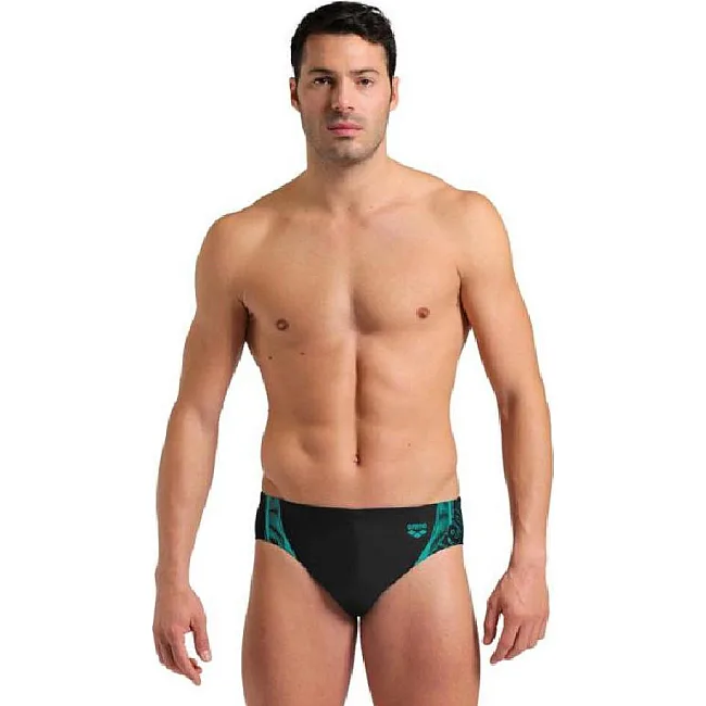 Плавки мужские Arena SWIM BRIEFS GRAPHIC черный, бирюзовый
