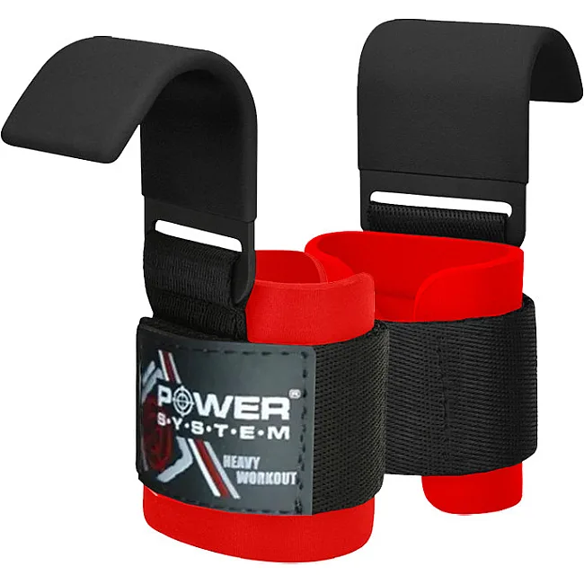 Гаки для тяги на зап'ястя POWER SYSTEM PS-3310 Hardcore Hooks Black/Red