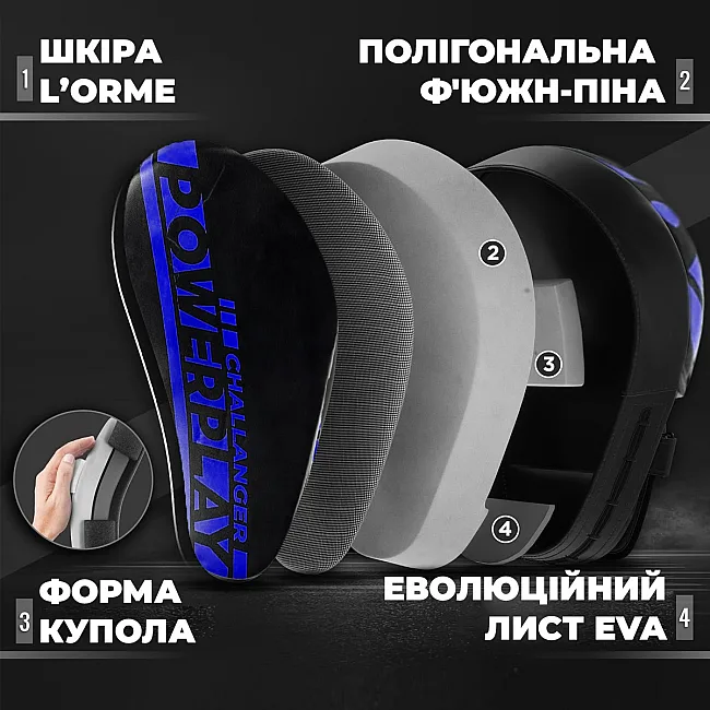 Лапы боксерские PowerPlay 3041 Challanger Черно-Синие PU