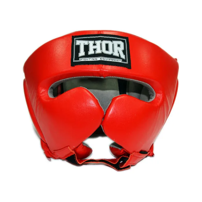 Боксерский шлем без подбородка THOR 716 Кожа / красный